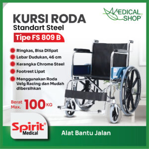SPIRIT l Kursi Roda Standar FS 809 B Velg Racing l Alat Bantu Jalan - Gambar 1